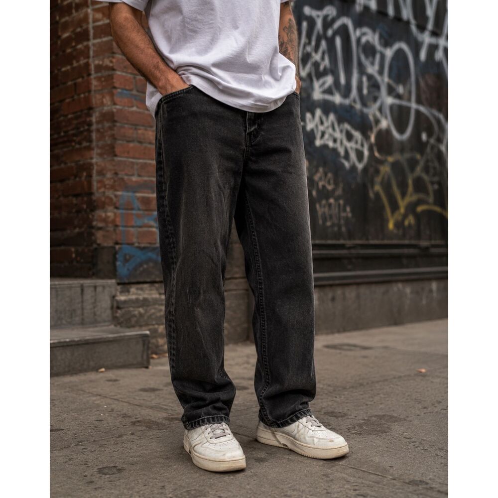 Vintage 90s Brittania Black Faded Relaxed Straight Jeans 34 Grunge Dad